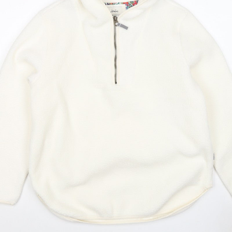 Joules Women Ivory UK 10 Hooded 1/4 Zip Fleece Pullover Sweatshirt