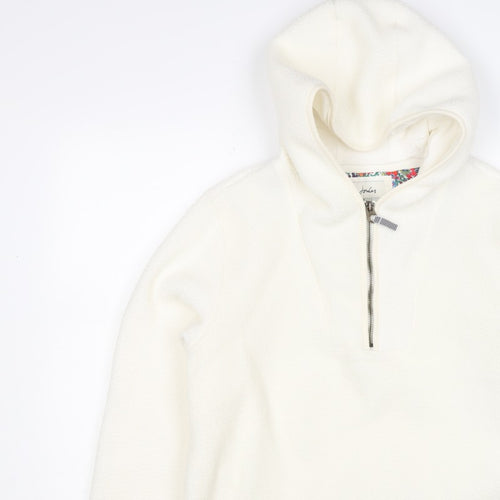Joules Women Ivory UK 10 Hooded 1/4 Zip Fleece Pullover Sweatshirt
