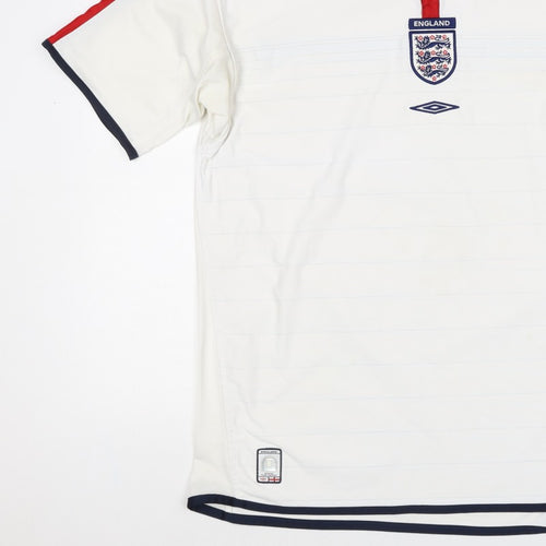 Umbro Men’s White XL England Football Short Sleeve Polo Shirt