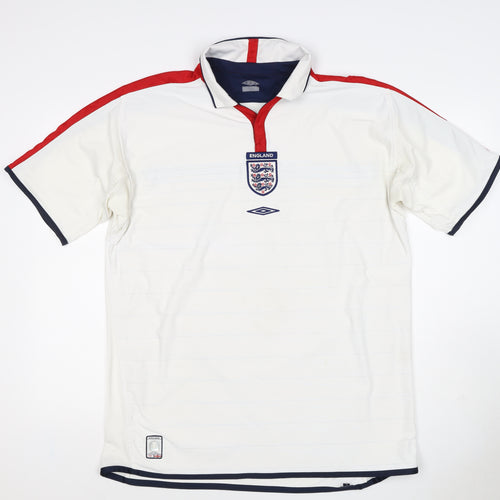 Umbro Men’s White XL England Football Short Sleeve Polo Shirt