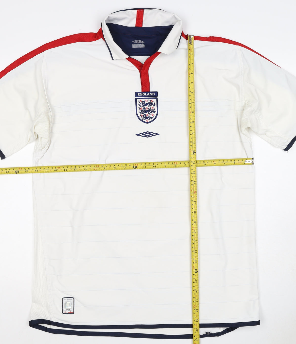 Umbro Men’s White XL England Football Short Sleeve Polo Shirt