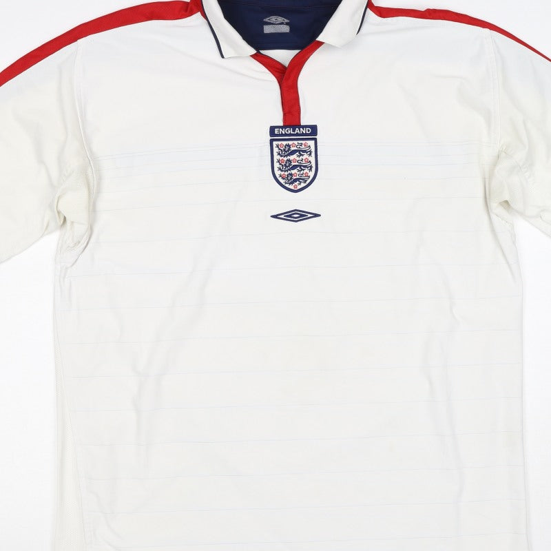 Umbro Men’s White XL England Football Short Sleeve Polo Shirt