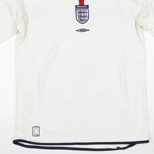 Umbro Men’s White XL England Football Short Sleeve Polo Shirt