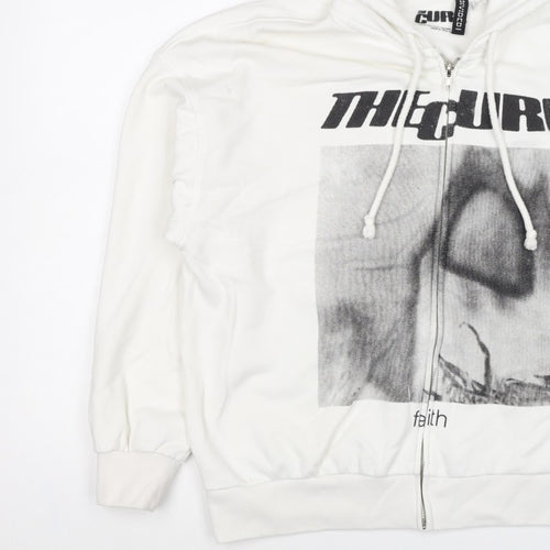 H&M Divided Men’s White L The Cure Faith Graphic Full Zip Hoodie