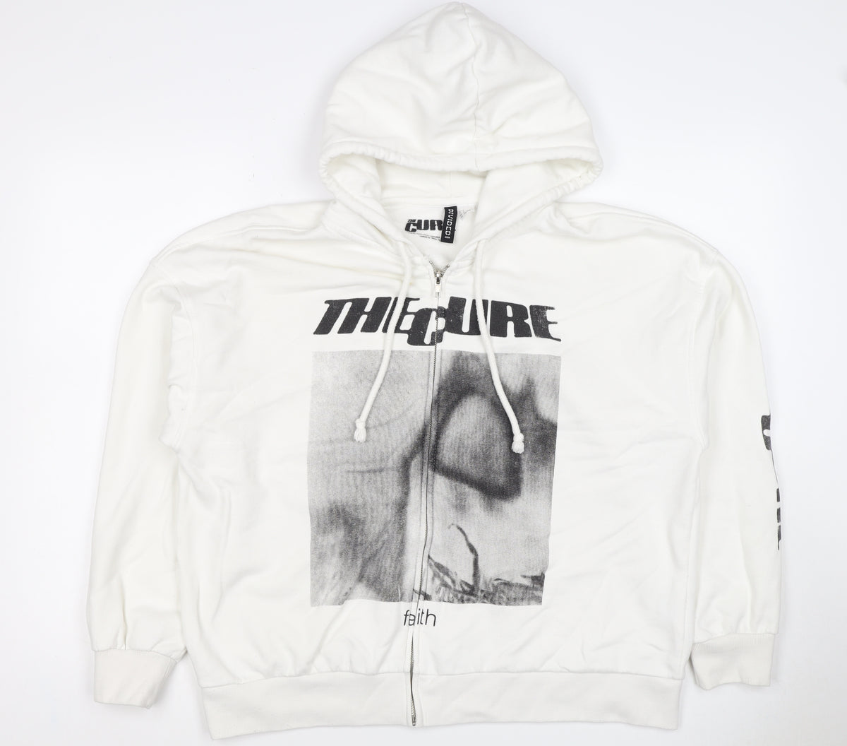 H&M Divided Men’s White L The Cure Faith Graphic Full Zip Hoodie