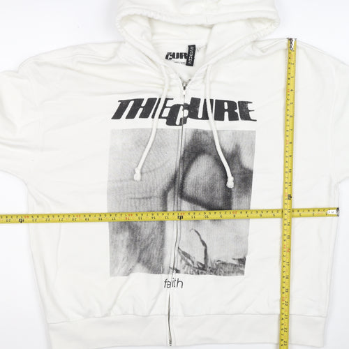 H&M Divided Men’s White L The Cure Faith Graphic Full Zip Hoodie