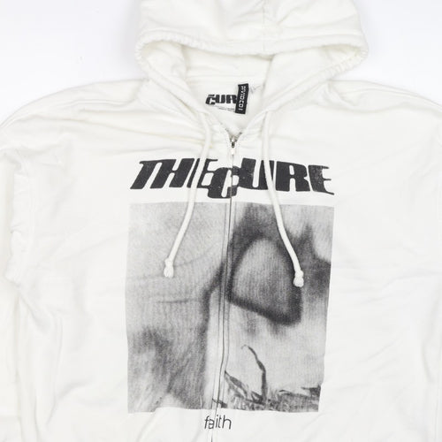 H&M Divided Men’s White L The Cure Faith Graphic Full Zip Hoodie