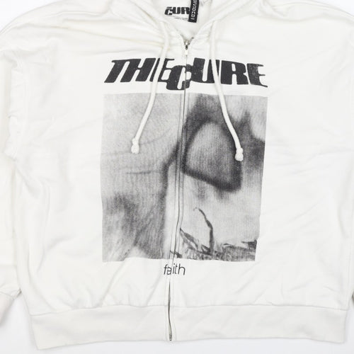 H&M Divided Men’s White L The Cure Faith Graphic Full Zip Hoodie