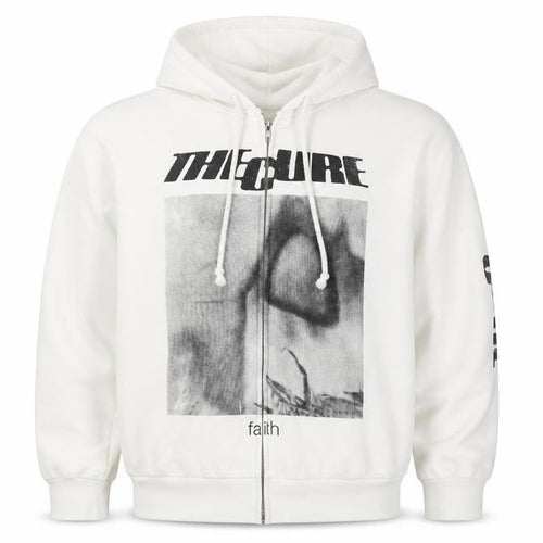 H&M Divided Men’s White L The Cure Faith Graphic Full Zip Hoodie