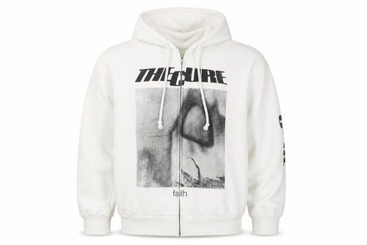 H&M Divided Men’s White L The Cure Faith Graphic Full Zip Hoodie
