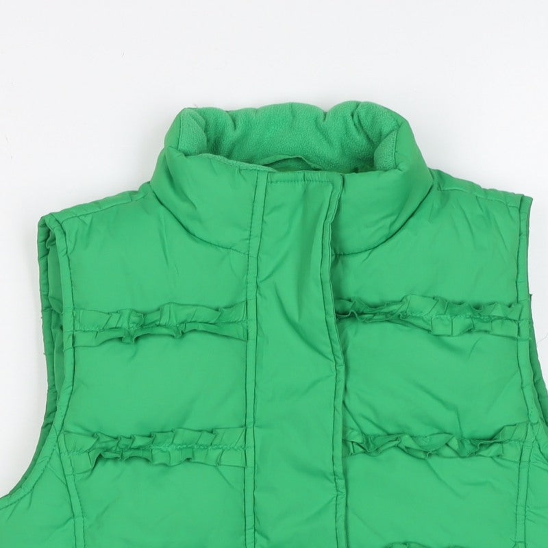 Gap Kids Girls Green L Puffer Gilet Ruffle Fleece-Lined Waistcoat