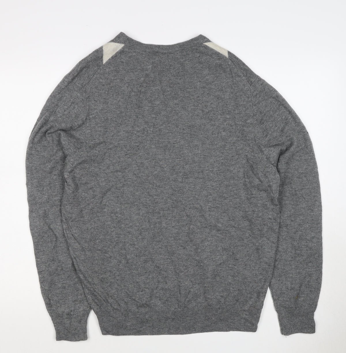 Jos A Bank Men Grey M Lambswool Argyle V-Neck Pullover Jumper