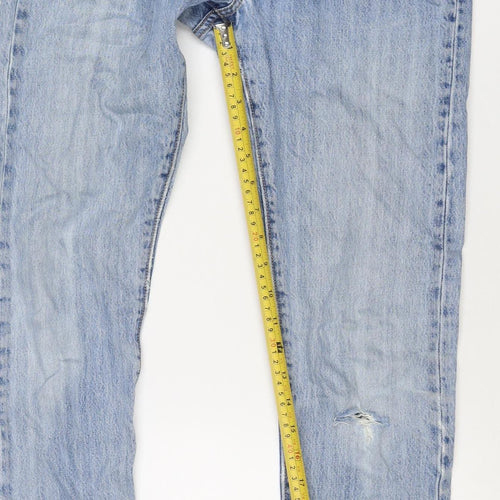 Levi's Premium Men's Blue W34 L30 Straight Light Wash Distressed Jeans