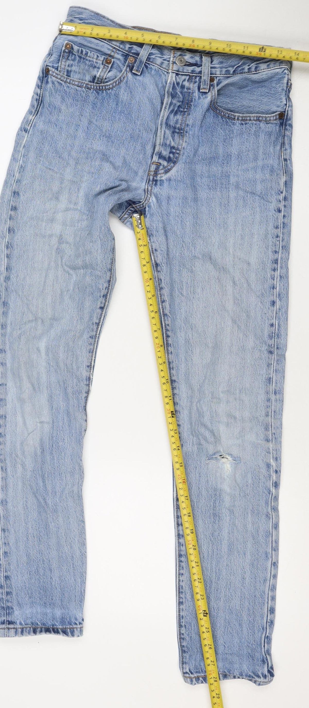 Levi's Premium Men's Blue W34 L30 Straight Light Wash Distressed Jeans