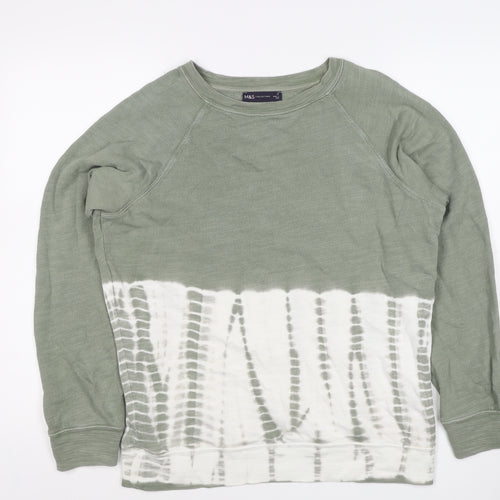 Marks and Spencer Women Green Tie Dye Sweatshirt Size 10 Crew Neck