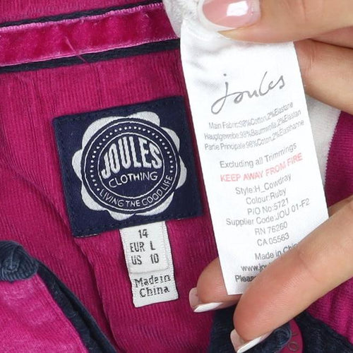 Joules Women’s Pink White Striped UK 14 Henley Button Sweatshirt