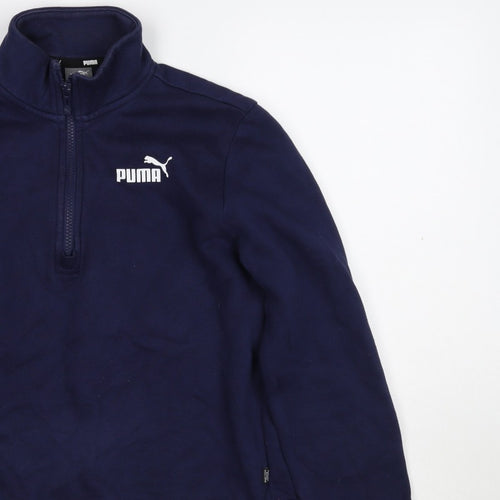 Puma Women’s Blue S 1/4 Zip Logo Sweatshirt High Neck