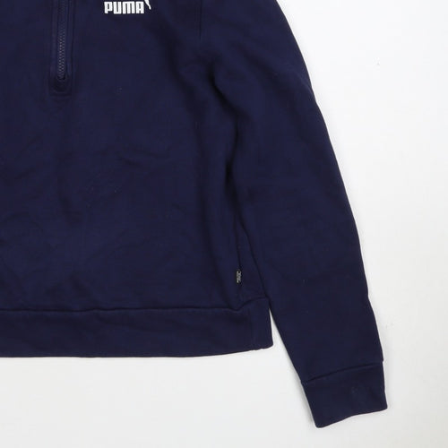 Puma Women’s Blue S 1/4 Zip Logo Sweatshirt High Neck