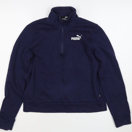 Puma Women’s Blue S 1/4 Zip Logo Sweatshirt High Neck