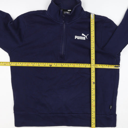 Puma Women’s Blue S 1/4 Zip Logo Sweatshirt High Neck