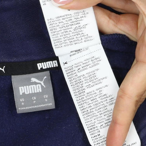 Puma Women’s Blue S 1/4 Zip Logo Sweatshirt High Neck