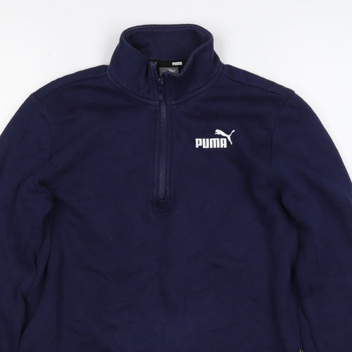 Puma Women’s Blue S 1/4 Zip Logo Sweatshirt High Neck