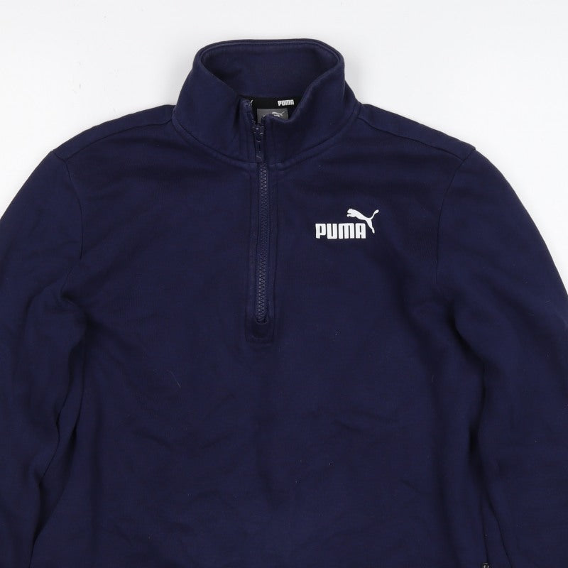 Puma Women’s Blue S 1/4 Zip Logo Sweatshirt High Neck