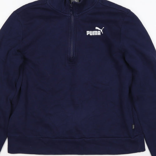 Puma Women’s Blue S 1/4 Zip Logo Sweatshirt High Neck