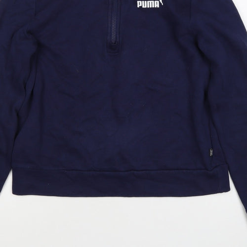 Puma Women’s Blue S 1/4 Zip Logo Sweatshirt High Neck