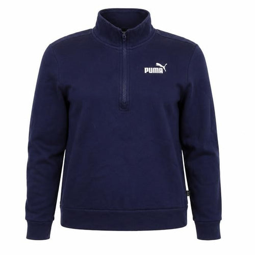 Puma Women’s Blue S 1/4 Zip Logo Sweatshirt High Neck