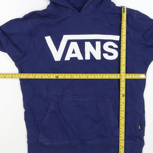 Vans Boys Blue Medium Pullover Hoodie Logo Print Cotton Hooded