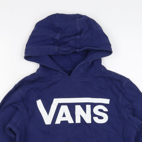 Vans Boys Blue Medium Pullover Hoodie Logo Print Cotton Hooded