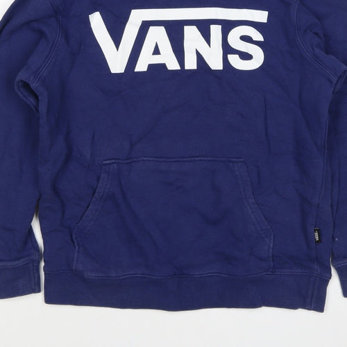 Vans Boys Blue Medium Pullover Hoodie Logo Print Cotton Hooded