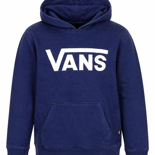 Vans Boys Blue Medium Pullover Hoodie Logo Print Cotton Hooded
