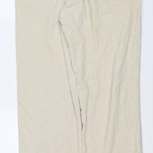 Weekday Women’s Ivory Corduroy Trousers UK 22 Straight Leg Cotton