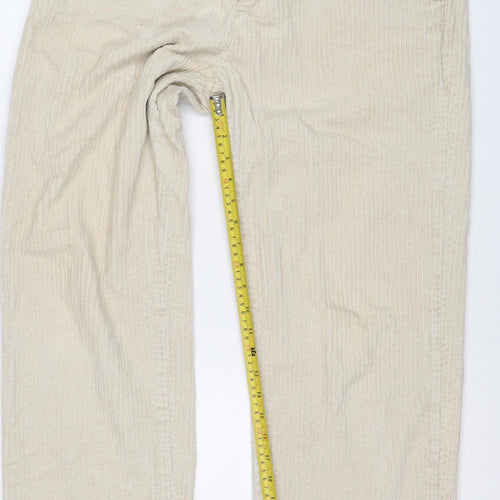 Weekday Women’s Ivory Corduroy Trousers UK 22 Straight Leg Cotton