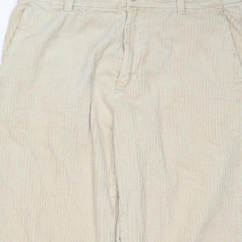 Weekday Women’s Ivory Corduroy Trousers UK 22 Straight Leg Cotton