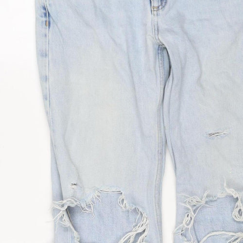 & Other Stories Women Blue UK 8 High Rise Distressed Straight Jeans