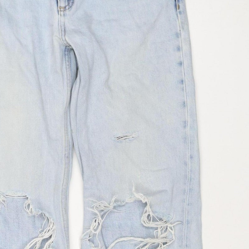 & Other Stories Women Blue UK 8 High Rise Distressed Straight Jeans