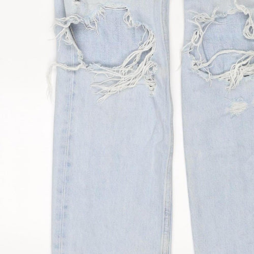& Other Stories Women Blue UK 8 High Rise Distressed Straight Jeans