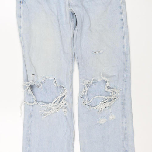 & Other Stories Women Blue UK 8 High Rise Distressed Straight Jeans
