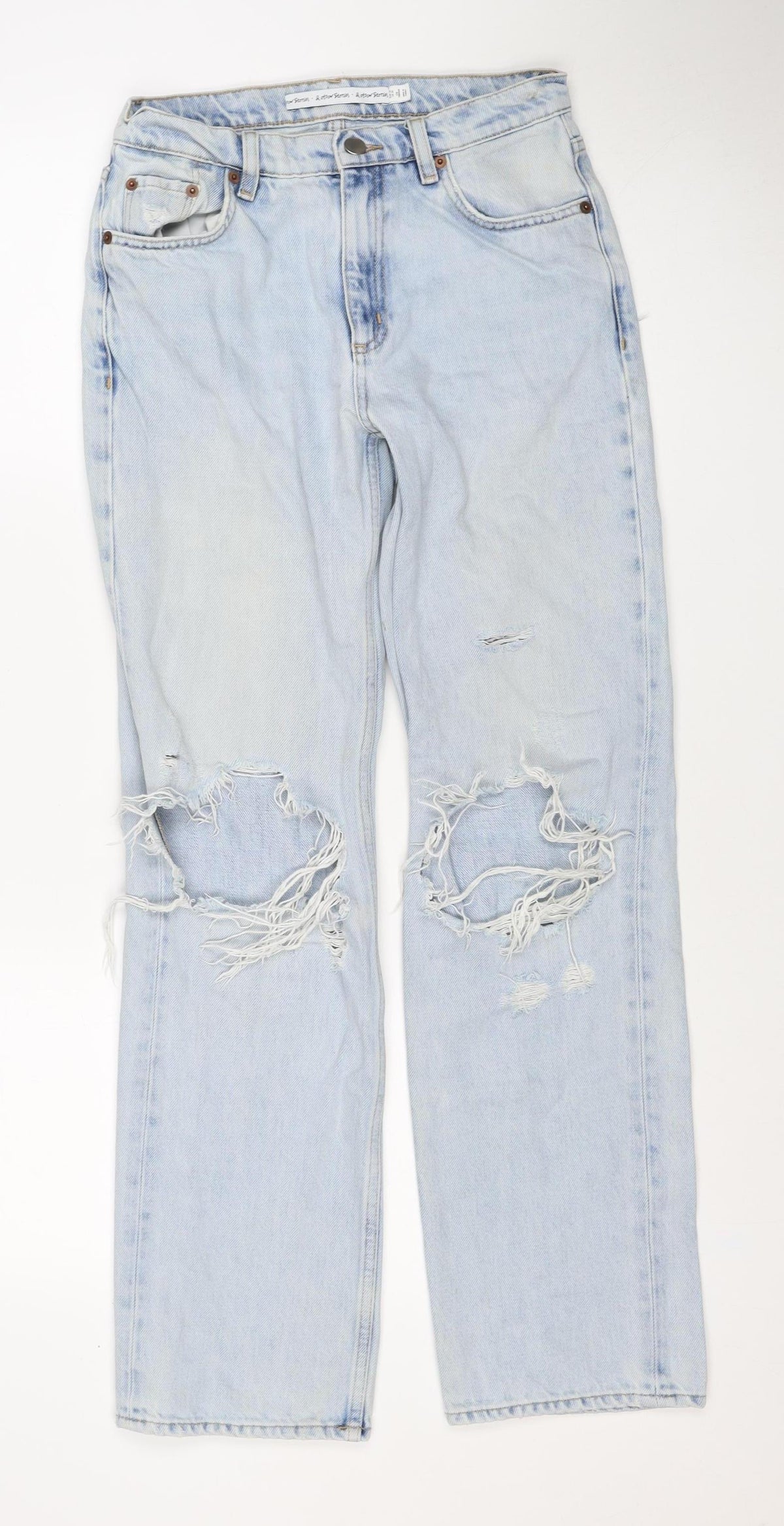 & Other Stories Women Blue UK 8 High Rise Distressed Straight Jeans