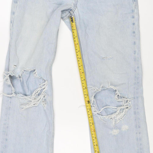 & Other Stories Women Blue UK 8 High Rise Distressed Straight Jeans
