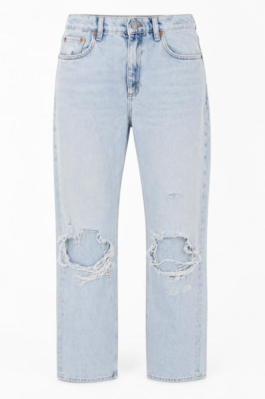 & Other Stories Women Blue UK 8 High Rise Distressed Straight Jeans