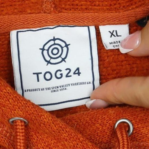 TOG24 Unisex Adults Orange XL Pullover Hoodie Drawstring Pockets