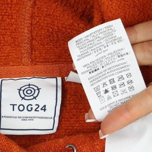 TOG24 Unisex Adults Orange XL Pullover Hoodie Drawstring Pockets