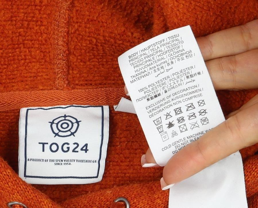 TOG24 Unisex Adults Orange XL Pullover Hoodie Drawstring Pockets