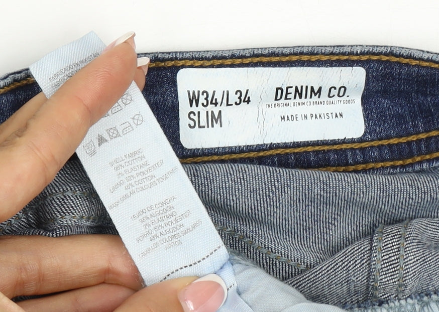 Additional view of Denim Co. Men’s Blue W34 L34 Slim Straight Stretch Jeans