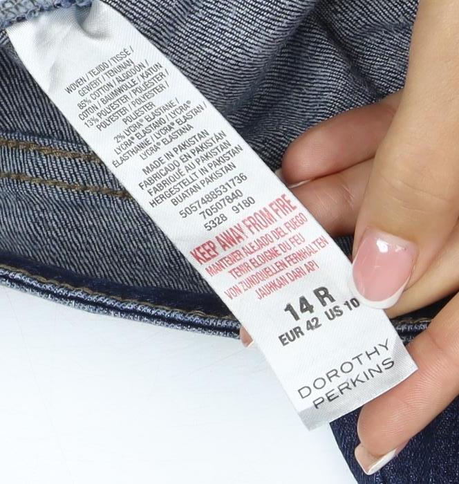 Dorothy Perkins Women Blue UK 14 Skinny Distressed Stretch Jeans