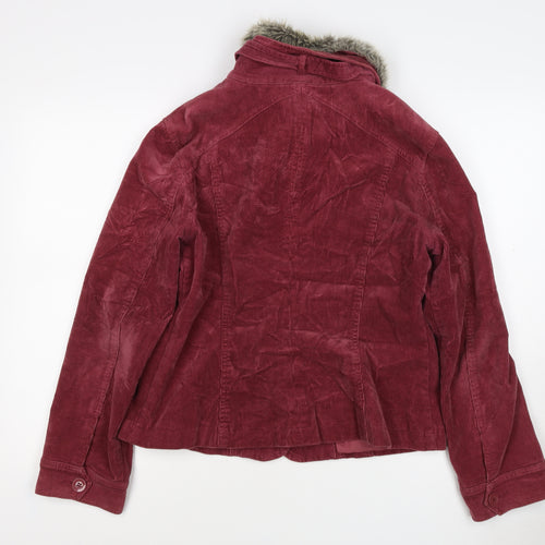 Wallis Women’s Red UK 14 Basic Corduroy Faux Fur Collar Jacket